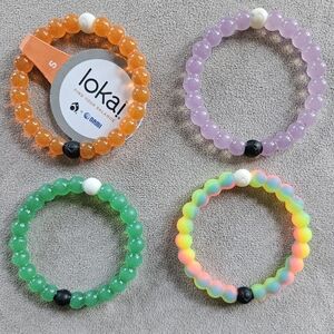 Lokai Bracelets Set of 4 Womens Size Small 1 NWT Orange Green Rainbow & Purple